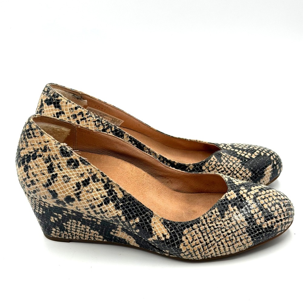 Vionic Orthaheel Leather Snake Reptile Print Antonia Wedge Pumps Shoes Sz 7